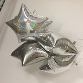 Balónek hvězda foliová satén stříbrná 